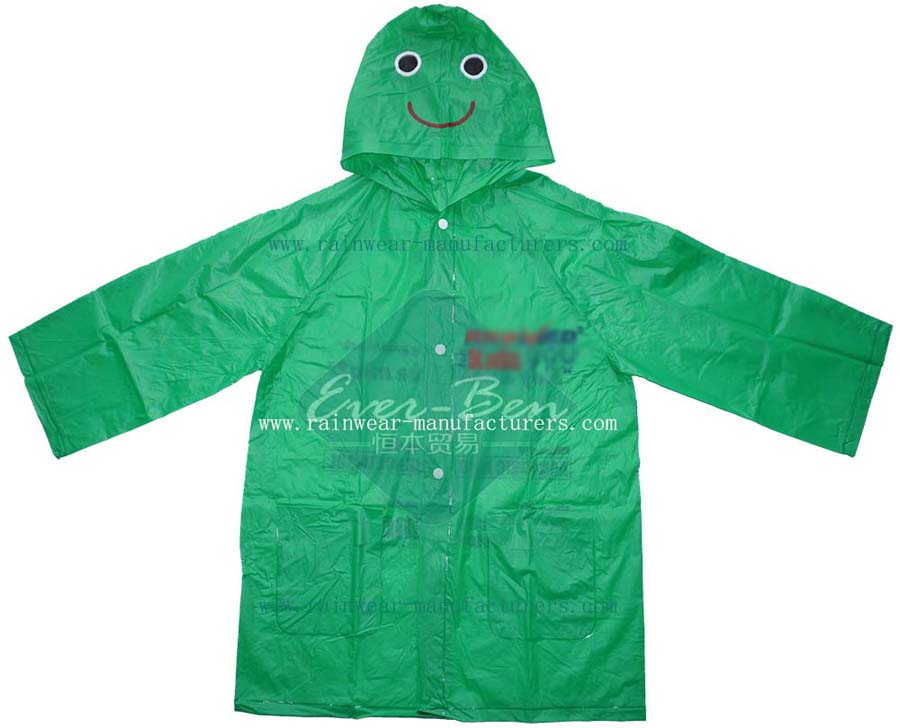 Green PVC toddler raincoat-plastic rain jacket-kids rain gear